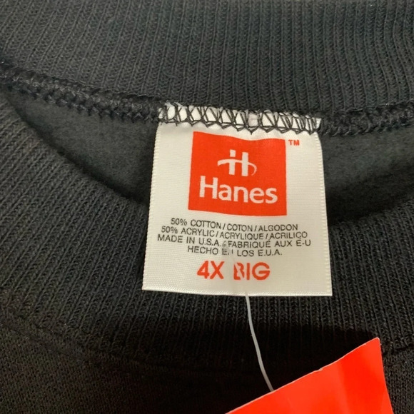 VTG Hanes  Crewneck Sweater Black Mens 4X Big NWT Deadstock USA Cotton Acrylic - Picture 3 of 11